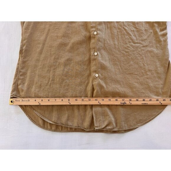 Vintage Polo Ralph Lauren Shirt Mens L 16.5 32/33 Tan 100% Cotton Warwick LS BD - Picture 8 of 14